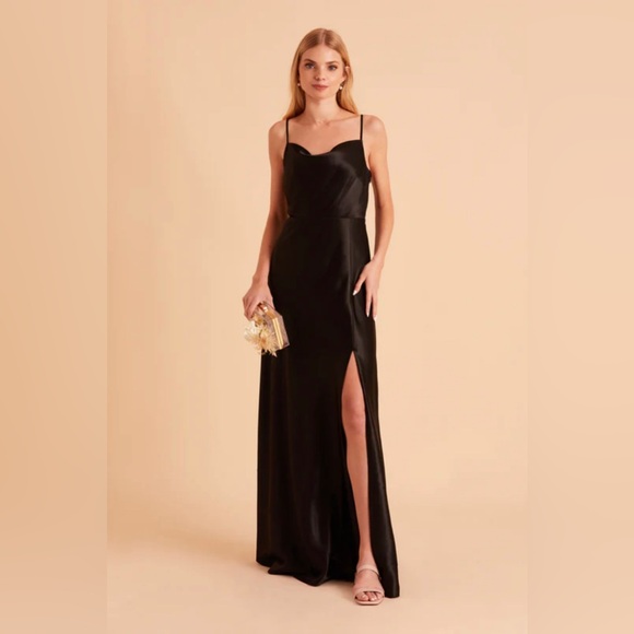 Black Cowl Neck Satin Dress - Picture 1 of 2